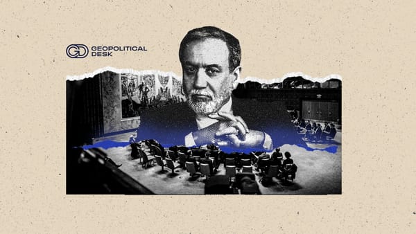 A collage-style image shows Iranian diplomat Abbas Araqchi superimposed over a United Nations Security Council meeting. 